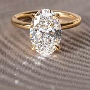 Oval Solitaire 3 carat Moissanite in Yellow Gold